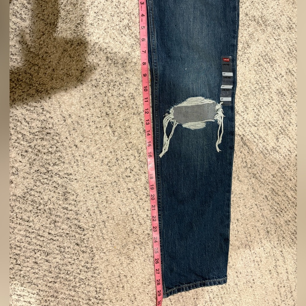 NWT Levi's Low Pro Distressed Mid Rise Blue Straight Leg Jeans 27 - Picture 8 of 8